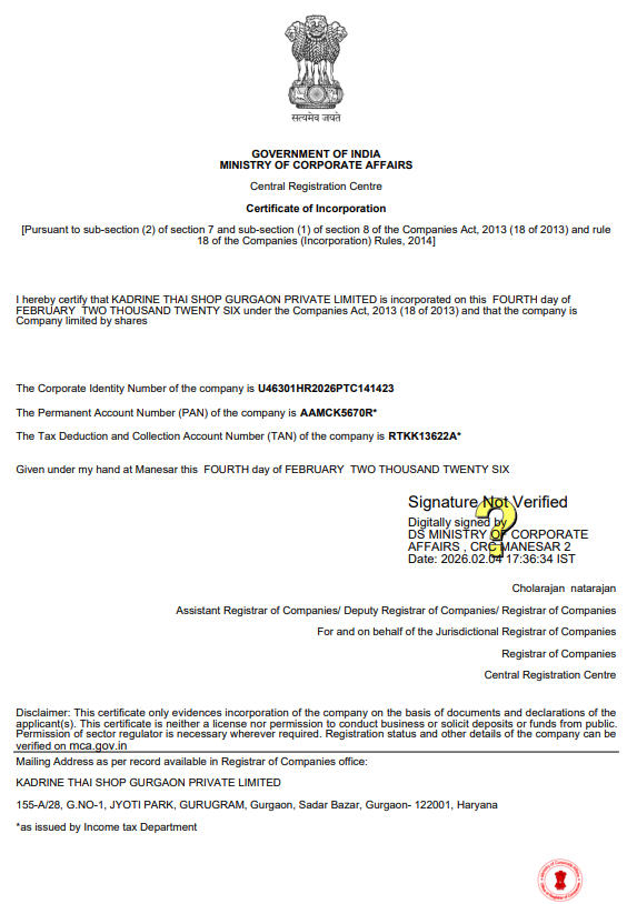 Certificate of Incorporation